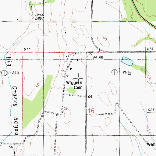 Topographic Map of Wiggers Cemetery, LA