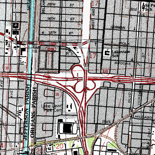 Topographic Map of Interchange 231, LA