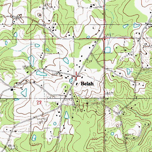Topographic Map of Belah, LA