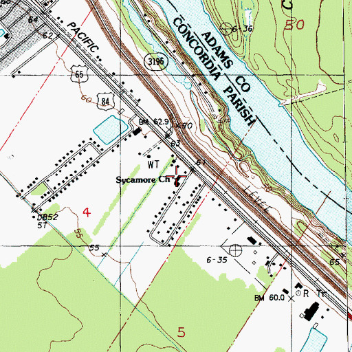 Topographic Map of Sycamore Baptist Church, LA