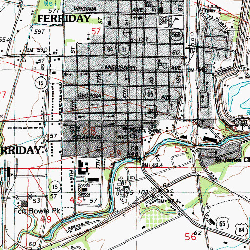 Topographic Map of Mercy Seat Baptist Church, LA