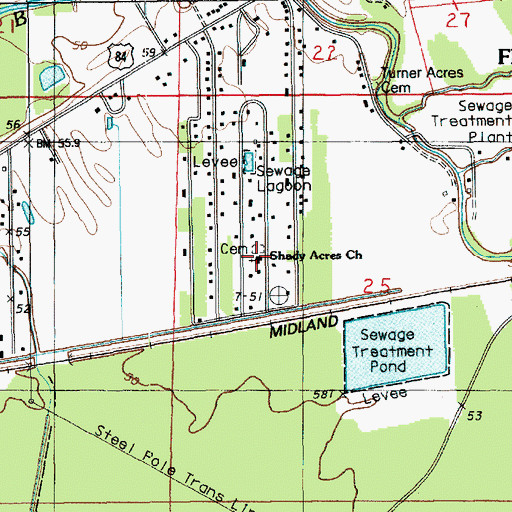 Topographic Map of Shady Acres Church, LA