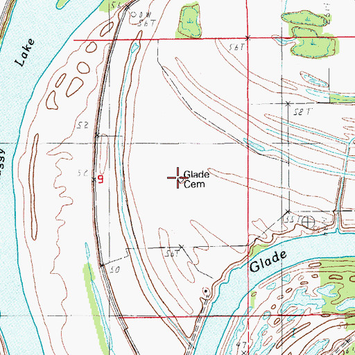 Topographic Map of Glade Cemetery, LA