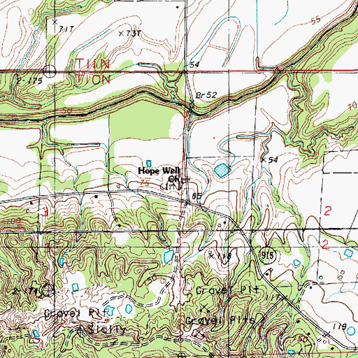 Topographic Map of Hope Well Church, LA