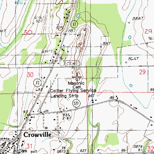 Topographic Map of Masonic Cemetery, LA
