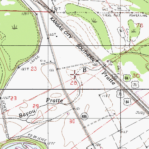 Topographic Map of Bayou Pratte, LA