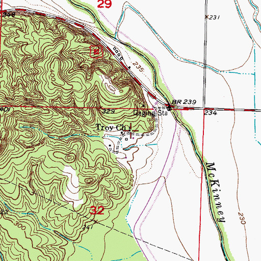Topographic Map of Troy Church, AR