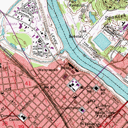Topographic Map of Rapides Regional Medical Center, LA