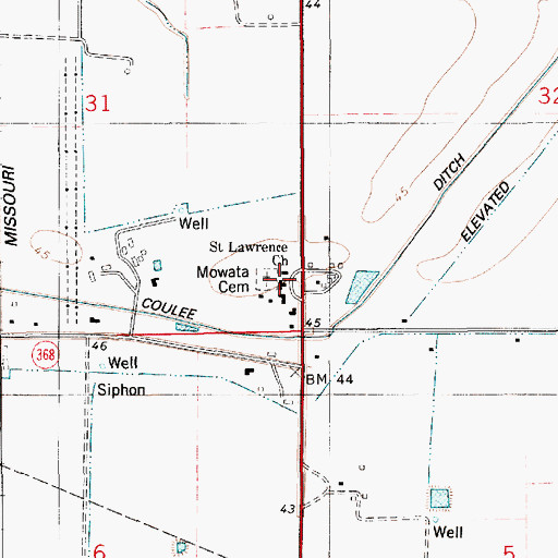 Topographic Map of Saint Lawrence Church, LA