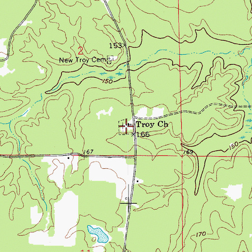 Topographic Map of Troy Church, AR