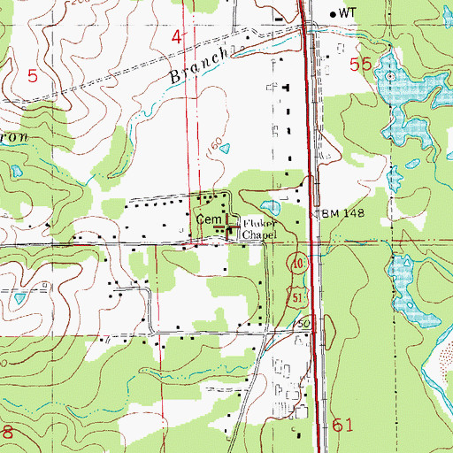 Topographic Map of Fluker Chapel African Methodist Episcopal Church, LA