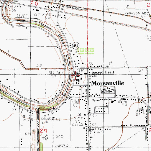 Topographic Map of Sacred Heart Church, LA