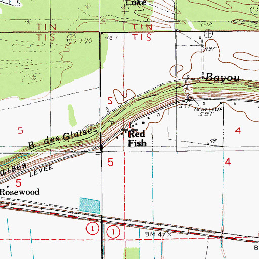 Topographic Map of Red Fish, LA