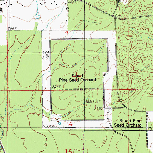 Topographic Map of Stuart Pine Seed Orchard, LA