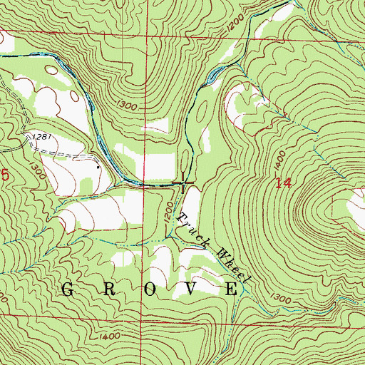 Topographic Map of Truck Wheel Branch, AR