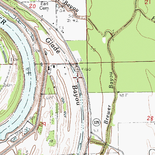 Topographic Map of Glade Bayou, LA