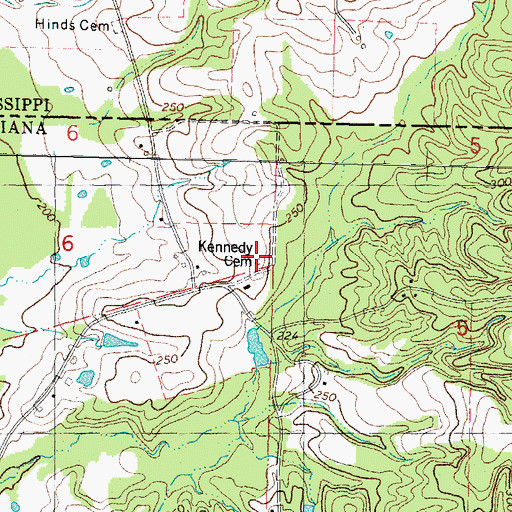 Topographic Map of Kennedy Cemetery, LA