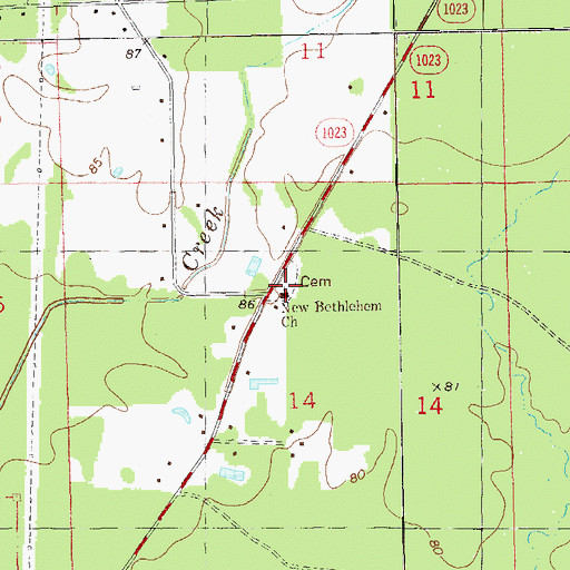 Topographic Map of New Bethlehem Baptist Church, LA