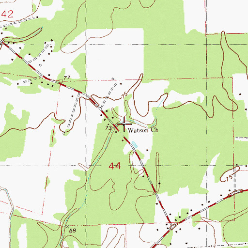 Topographic Map of Watson Church, LA