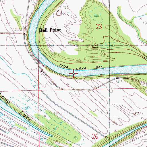 Topographic Map of True Love Bar, AR