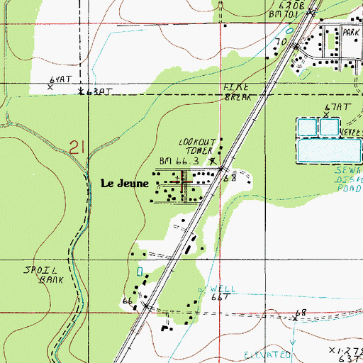 Topographic Map of Le Jeune, LA