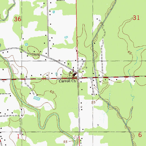 Topographic Map of Carroll Baptist Church, LA