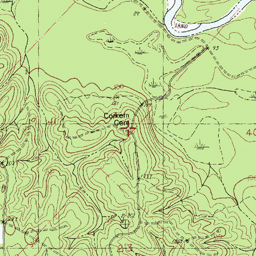 Topographic Map of Corkern Cemetery, LA