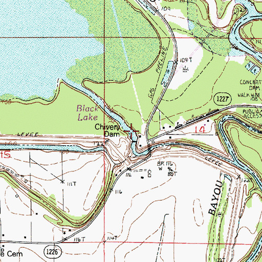 Topographic Map of Black Lake, LA