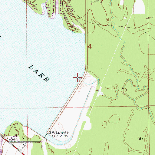 Topographic Map of Bundicks Creek Dam, LA