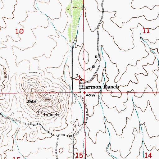 Topographic Map of Harmon Ranch, AZ