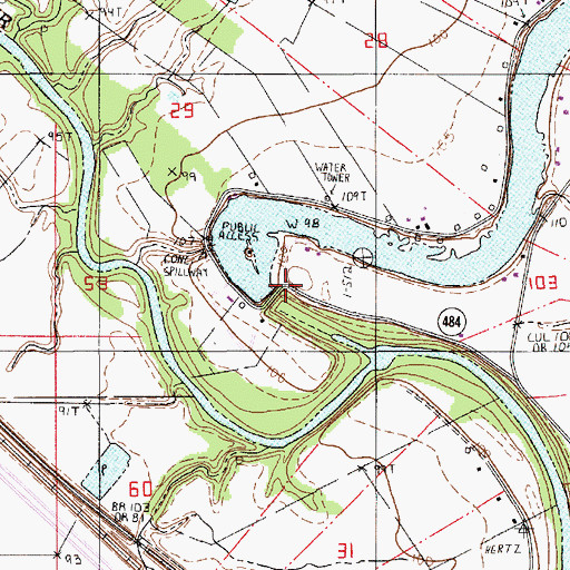 Topographic Map of Cane River Lake Dam, LA