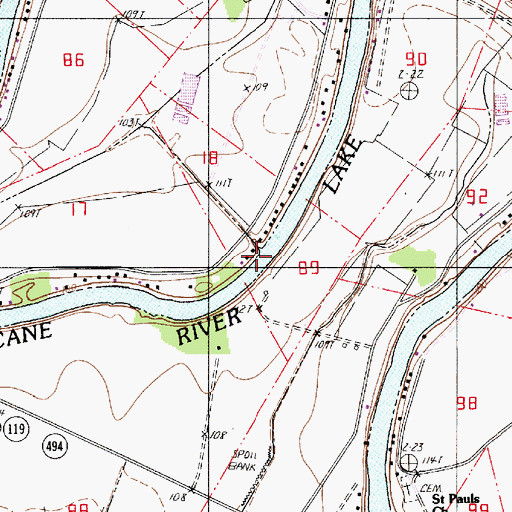Topographic Map of Cane River Lake, LA
