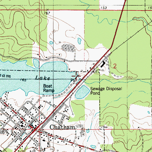 Topographic Map of Chatham Lake Dam, LA