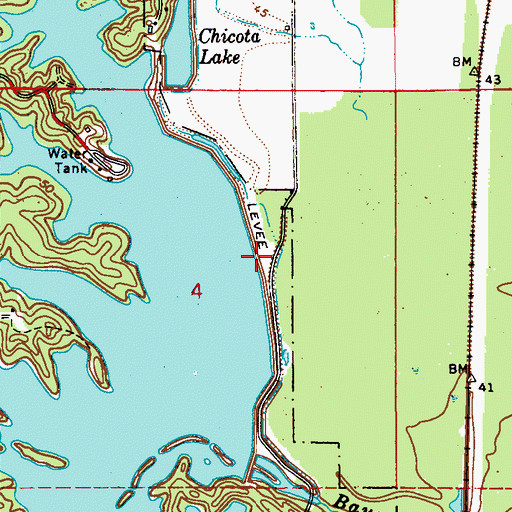 Topographic Map of Chicot Lake Dam, LA