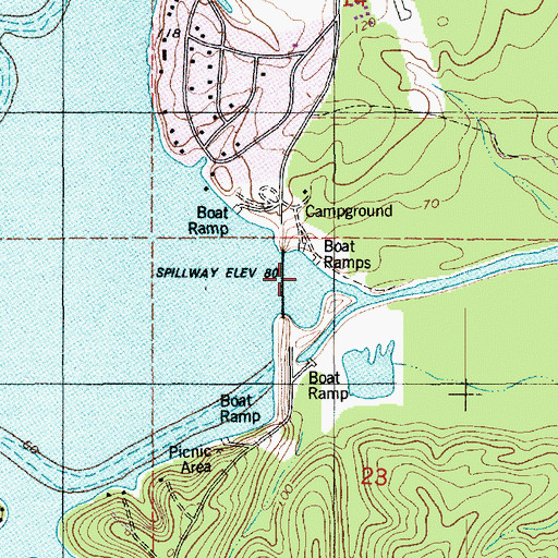 Topographic Map of Bayou Darbonne Dam, LA