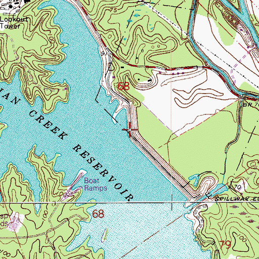 Topographic Map of Indian Creek Dam, LA