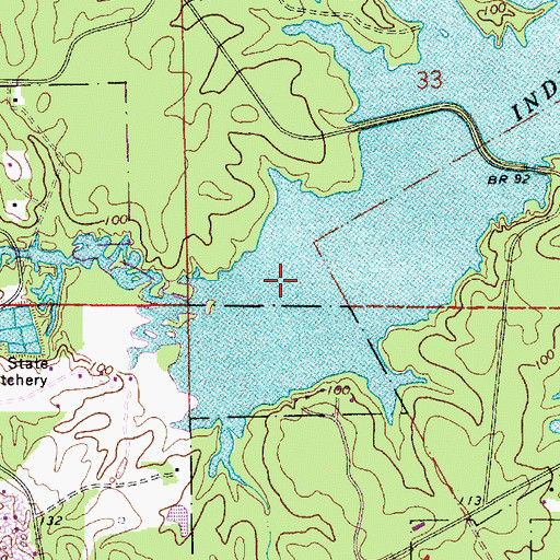 Topographic Map of Indian Creek Reservoir, LA