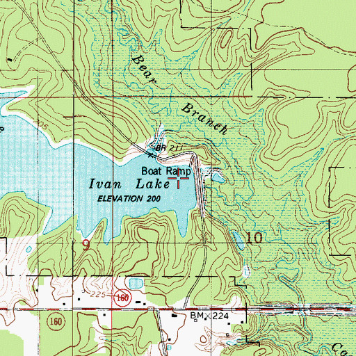 Topographic Map of Ivan Lake Dam, LA