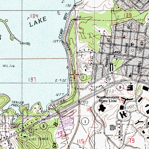 Topographic Map of Sibley Lake Dam, LA