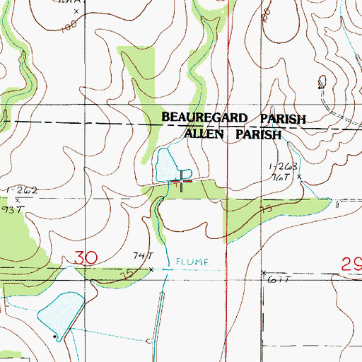 Topographic Map of Bear Creek Number Two Dam, LA