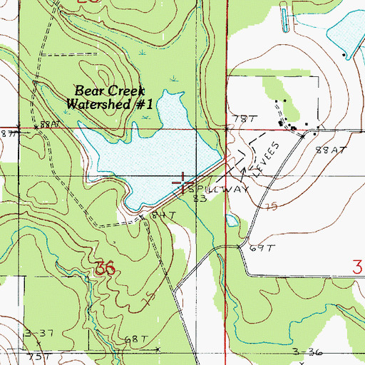 Topographic Map of Bear Creek Number One Dam, LA
