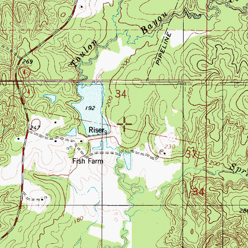 Topographic Map of Toulon Bayou Number One Dam, LA