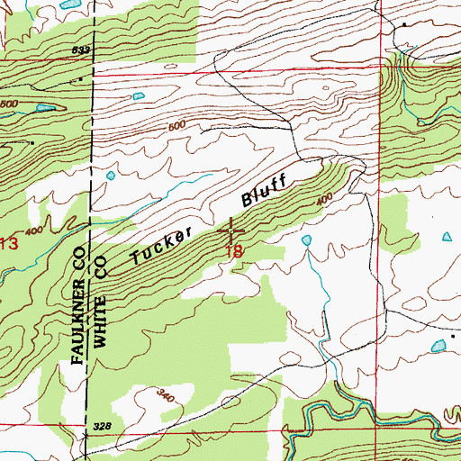 Topographic Map of Tucker Bluff, AR