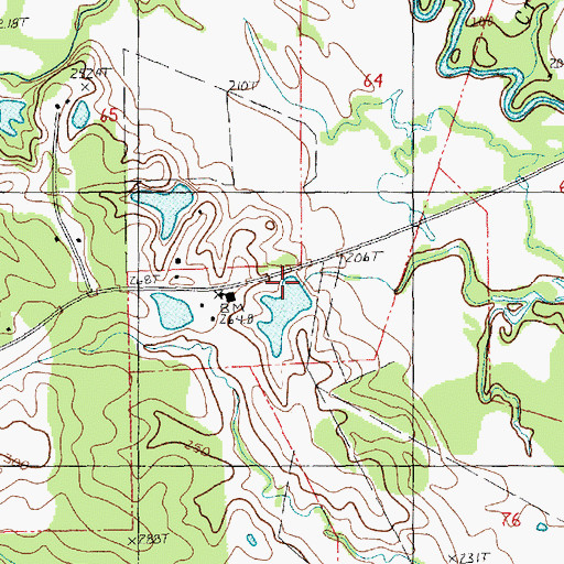 Topographic Map of Woody Perkins Lake Dam, LA