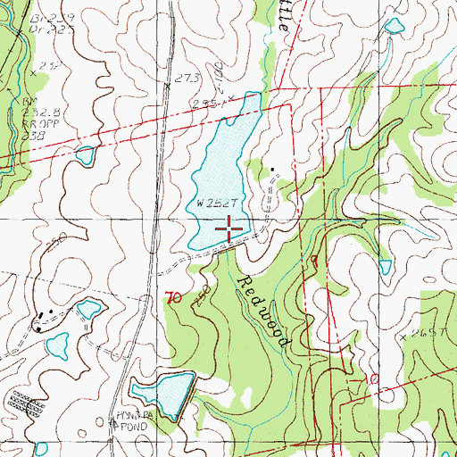 Topographic Map of Redwood Lake Dam, LA