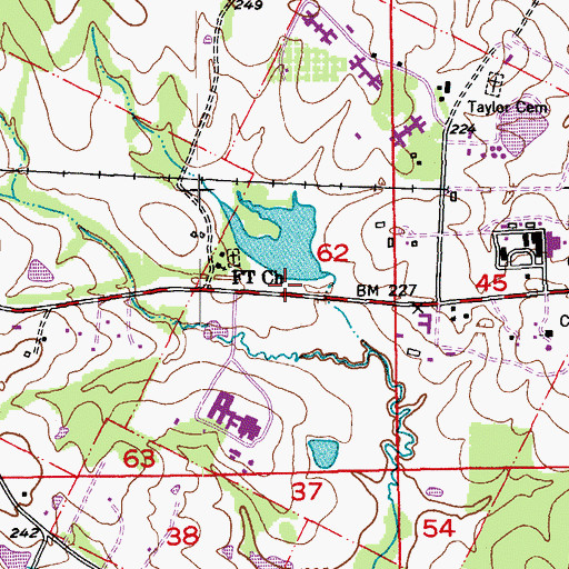 Topographic Map of Taylor Lake Dam, LA