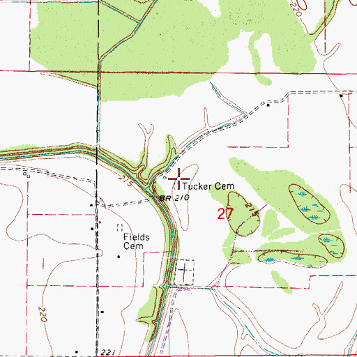 Topographic Map of Tucker Cemetery, AR