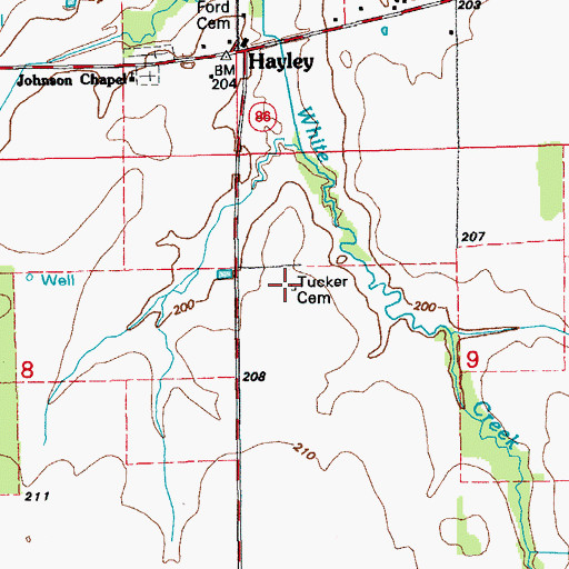 Topographic Map of Tucker Cemetery, AR