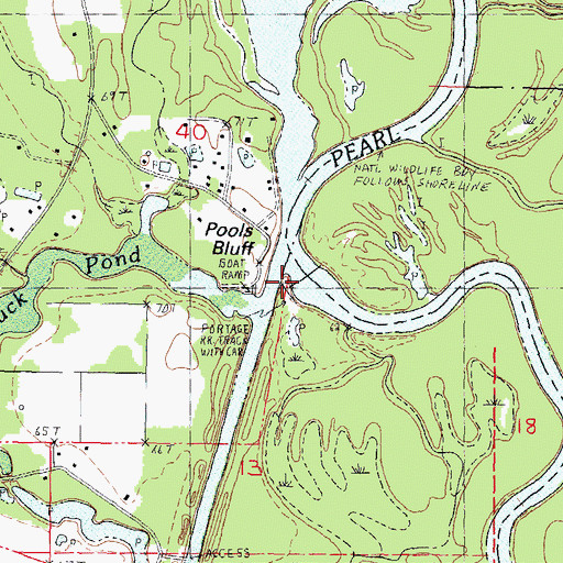 Topographic Map of Pearl River and Pearl River Canal Pool N, LA