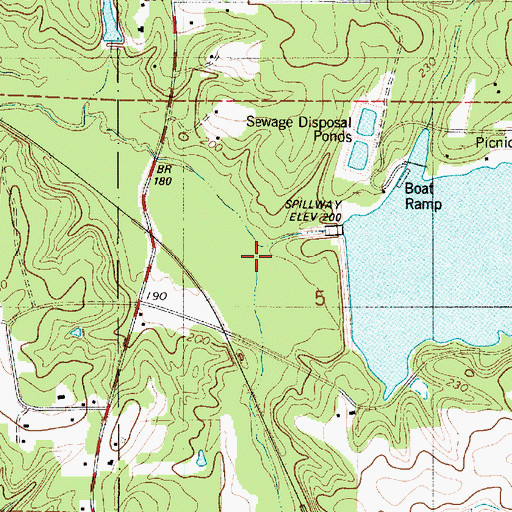 Topographic Map of Lower Caney Dam, LA